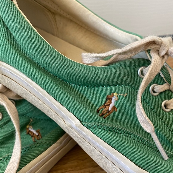 Ralph Lauren Green Canvas Boat Shoes - Size 10 - Picture 1 of 9